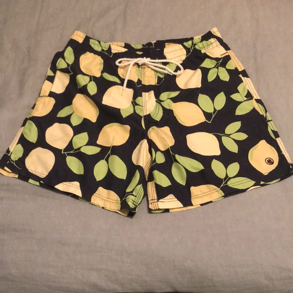 mens lemon swim trunks